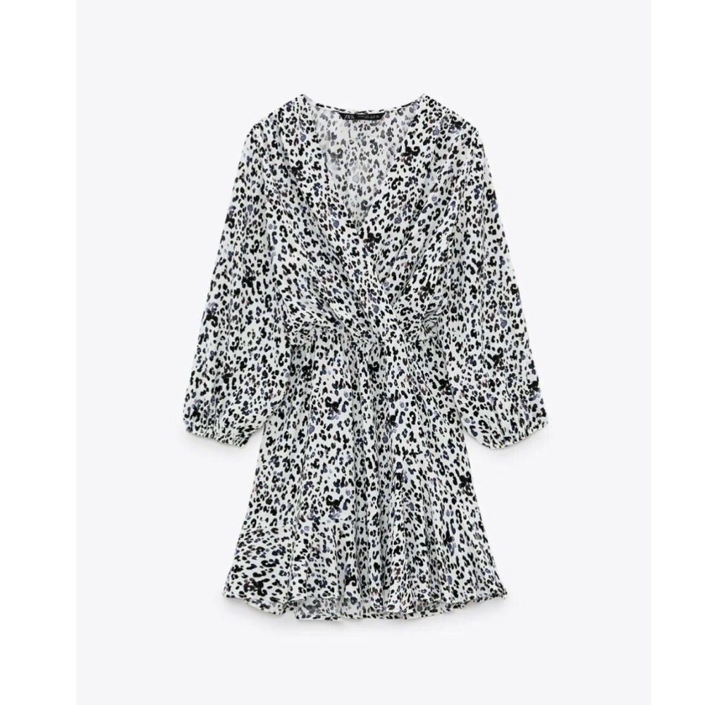 Zara white and black cheetah print mini dress XS